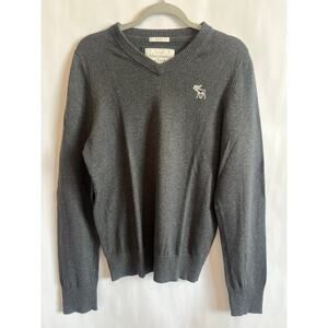 ABERCROMBIE & FITCH COTTON CASHMERE BLEND V-NECK MUSCLE GRAY SIZE XL